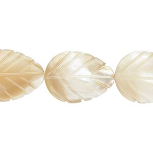 Mother-of-pearl shell 1pkg1, leaf bead natural 15.5 to 16 inch 20x15mm