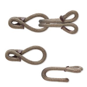 Clasp hook&eye 1pkg1 "pewter" (zinc alloy), 32x12mm, brown nylon 1-strand