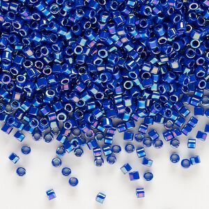Seed bead, Delica&reg;, glass, pkg/50g, #10 round, opaque rainbow cobalt (DBM-0165).