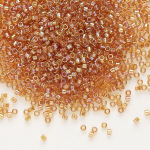Seed bead, Delica&reg;, glass, pkg/7.5g, #11 round, translucent rainbow marigold (DB-1241).