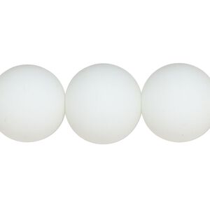 Bead, coated glass, opaque white, 16mm round, Sold per 15-1/2" to 16" strand.