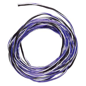 Cord, Satinique&trade;, nylon, purple / white / black, 2mm regular with vertical stripe. Sold per 10-foot section.