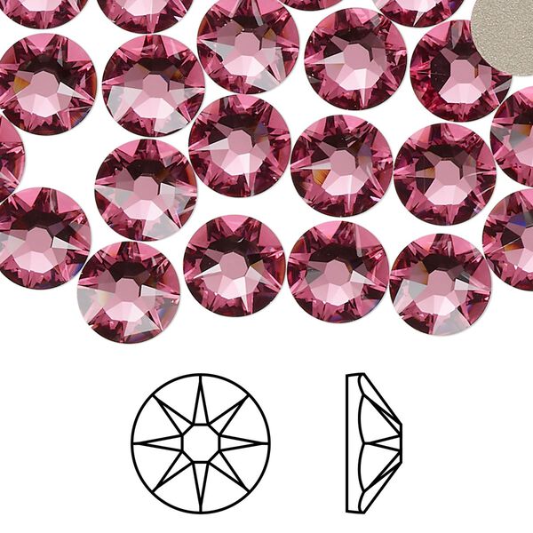 Flat back 12pk rose foil back, Crystal Passions&reg; 8.412-8.672mm rose round SS40 2088 image number 0