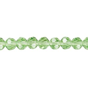 Bead 1pk 32 facets transparent lime green, Celestial Crystal&reg; 6mm round 15.5-16 inch