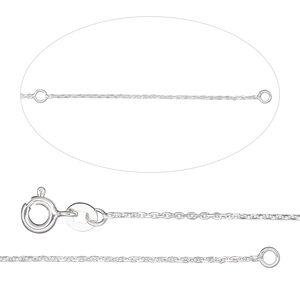Chain 1pkg1 sterling silver cable, 1mm / springring clasp, Gossamer 2N1&trade; 18 & 20 inch