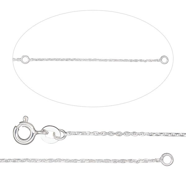 Chain 1pkg1 sterling silver cable, 1mm / springring clasp, Gossamer 2N1&trade; 18 & 20 inch image number 0