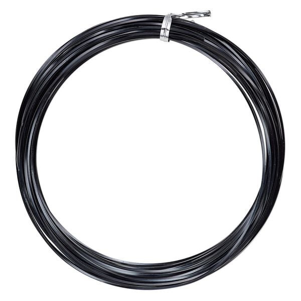 Wire, anodized aluminum, black, 1.2mm square, 16 gauge. Sold per pkg of 45 feet. image number 0