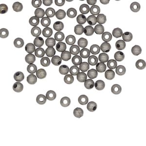 Bead 1pkg500 silver-plated, 3mm round, steel antique