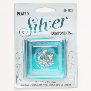 Crimp 1pkg45 silver-plated, 3x2mm tube / 1.4mm inside diameter, copper