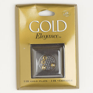 Bead, gold-plated copper 1pkg4, 4-5mm textured corrugated round.