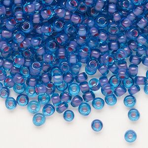 Seed bead, Dyna-Mites&trade;, glass 1pkg40g, #6 round, translucent inside dyed color blue lilac (227 6/0 RR)
