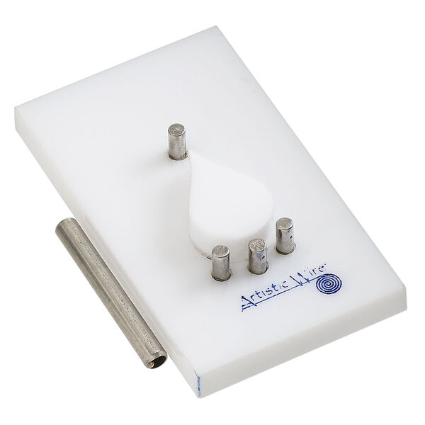 Jig, Artistic Wire&reg; Findings Forms&trade;, Beadalon&reg;, teardrop connector, acrylic / steel / stainless steel, white and blue, 2 x 1-1/4 inch rectangle. Sold per 2-piece set. image number 0
