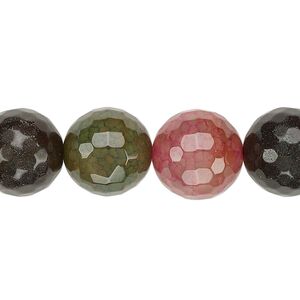 Agate / Malaysia "jade" 1pkg1, faceted round bead 15 inch 13-14mm