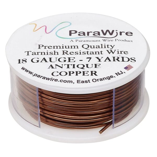Wire, ParaWire&trade;, antiqued copper, round, 18 gauge. Sold per 7-yard spool. image number 0