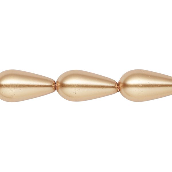 Pearl 1pk bright gold, Celestial Crystal&reg; 15x8mm teardrop 15.5-16 inch image number 0