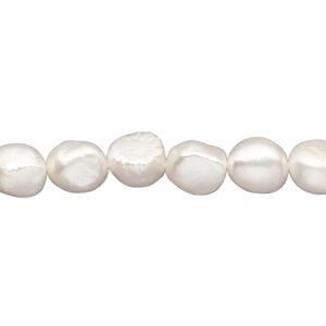 Pearl, cultured freshwater (bleached), white, 7-9mm flat-sided rice, C grade, Mohs hardness 2-1/2 to 4. Sold per 15-1/2" to 16" strand.