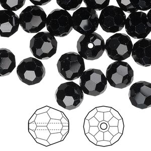 Bead 144pk jet, Crystal Passions&reg; 8mm round 5000