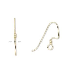 Ear wire, gold-plated brass, 18mm perfect balance angular fishhook with 2.5mm coil and open loop, 22 gauge. Sold per pkg of 50 pairs.
