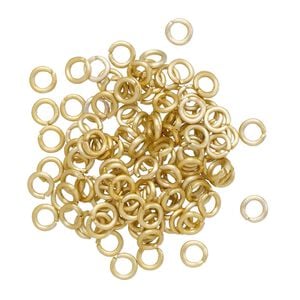 Jump ring 1pkg100 aluminum, 4mm round, 20 gauge / 2.4mm inside diameter / gold matte