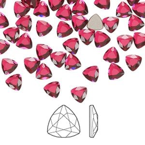 Flat back 12pk scarlet foil back, Crystal Passions&reg; 5mm trilliant 2472