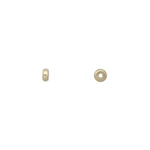 Bead, brass, 4x2mm heishi. Sold per pkg of 1,000.