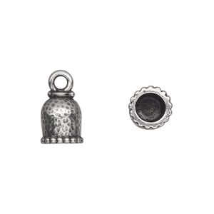 Cord end, TierraCast&reg;, glue-in, pewter (tin-based alloy), 11x9mm palace, 5.7mm inside diameter. Sold per pkg of 20.
