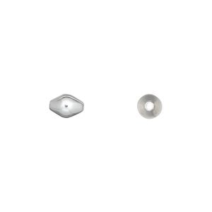 Bead 1pkg100 silver-plated, 7x5mm double cone, brass
