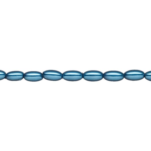 Pearl 1pk metallic blue, Celestial Crystal&reg; 6x3.5mm rice 15.5-16 inch image number 0