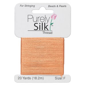 Thread, Purely Silk&trade;, tangerine, size F. Sold per 20-yard card.