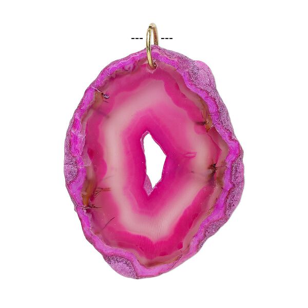 Agate / "pewter" (zinc-based alloy) 1pkg1, gold finished slice focal 40x26mm-70x70mm image number 0