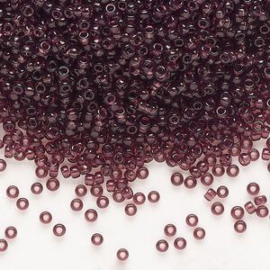 Seed bead, Miyuki, glass, pkg/25g, #11 rocaille, transparent dark smoky amethyst (RR-153).