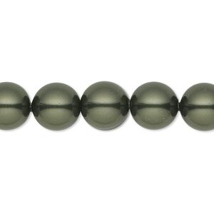 Pearl 25pk dark green, Crystal Passions&reg; 10mm round 5811