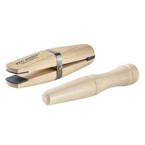 Ring clamp, Peg Assist&trade;, leather / steel / wood, black, 6 x 1-1/4 inch clamp with 4-1/2 x 3/4 inch peg. Sold per 2-piece set.