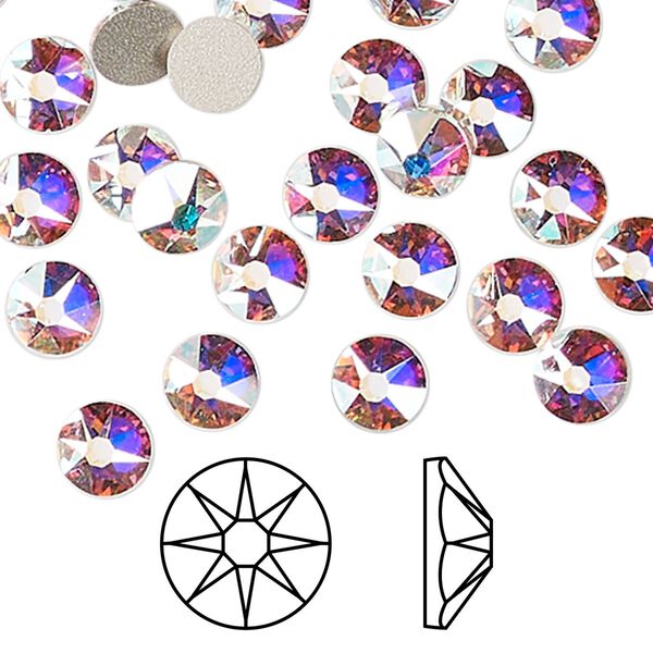 Flat back 288pk crystal AB foil back, Swarovski&reg; 6.32-6.5mm rose round SS30 2088 image number 0