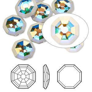 Flat back 2pk crystal AB foil back, Crystal Passions&reg; 10mm solaris