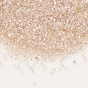 Seed bead, Delica&reg;, glass, pkg/250g, #11 round, translucent rainbow pink mist (DB-1243).