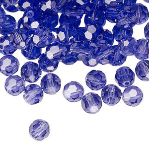 Bead 144pk tanzanite, Preciosa Czech crystal 6mm round