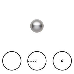 Pearl 250pk grey, Swarovski&reg; 8mm half-drilled round 5818