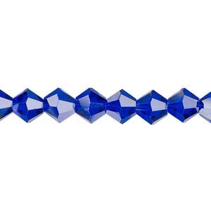 Bead 1pk translucent cobalt blue, Celestial Crystal&reg; 8mm bicone 15.5-16 inch