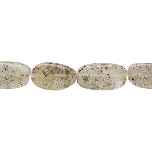 Spotted quartz 1pkg1, hand-cut flat oval bead natural 13 inch 10x6mm-18x9mm image number 0