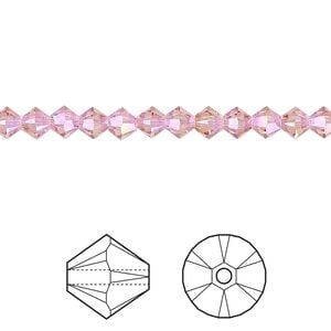 Bead 1440pk light rose shimmer 2X, Swarovski&reg; 4mm XILION bicone 5328
