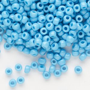 Seed bead, Dyna-Mites&trade;, glass, opaque aqua, #6 round. Sold per 1/2 kilogram pkg.