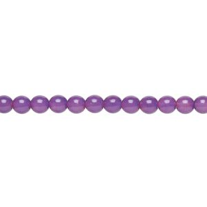 Bead, Czech dipped d&eacute;cor glass druk, opaque grape, 4mm round. Sold per 15-1/2" to 16" strand.