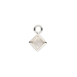 Drop, sterling silver and rose quartz (natural), 10mm hand-cut faceted diamond, B- grade, Mohs hardness 7. Sold individually.