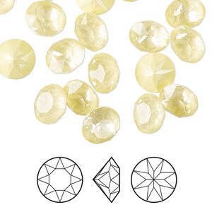 Chaton 6pk crystal soft yellow ignite, Crystal Passions&reg; 8.16 to 8.41mm round SS39 1088