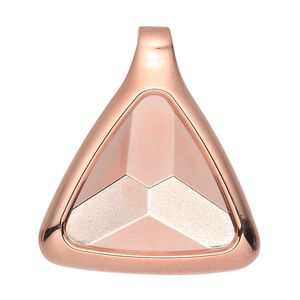 Pendant, Almost Instant Jewelry&reg;, copper-plated "pewter" (zinc-based alloy), 37x37x32mm single-sided triangle with 23mm triangle setting and tube bail. Sold individually.