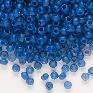 Seed bead, Dyna-Mites&trade;, glass 1pkg0.5kg, #6 round, translucent matte inside dyed color cobalt (215MA 6/0 RR)