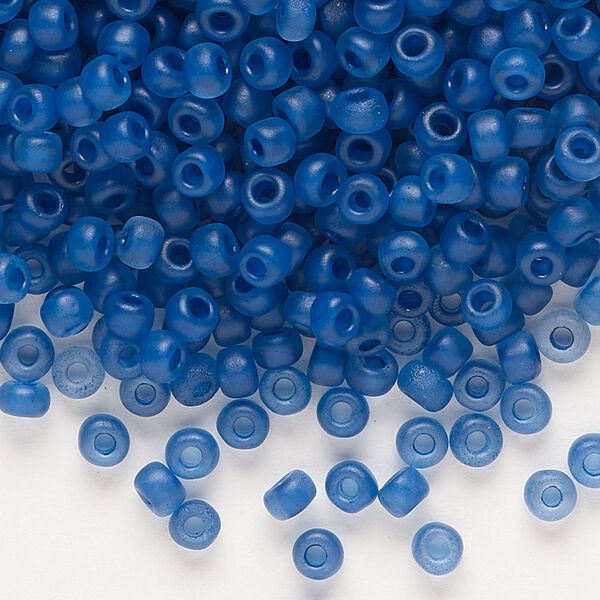 Seed bead, Dyna-Mites&trade;, glass 1pkg0.5kg, #6 round, translucent matte inside dyed color cobalt (215MA 6/0 RR) image number 0