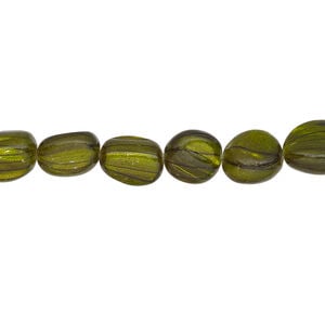 Mother-of-pearl shell 1pkg1, pebble bead 14 inch green and black small to medium