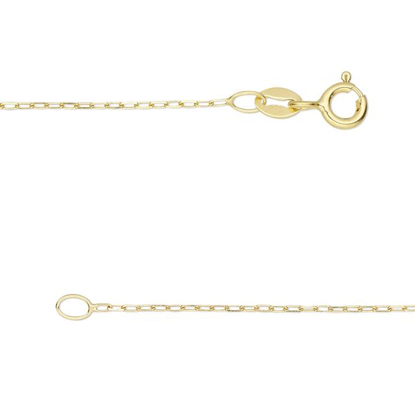 Chain 1pkg1 sterling silver cable, 0.9mm / springring clasp, Gossamer&trade; "vermeil" 20 inch image number 0